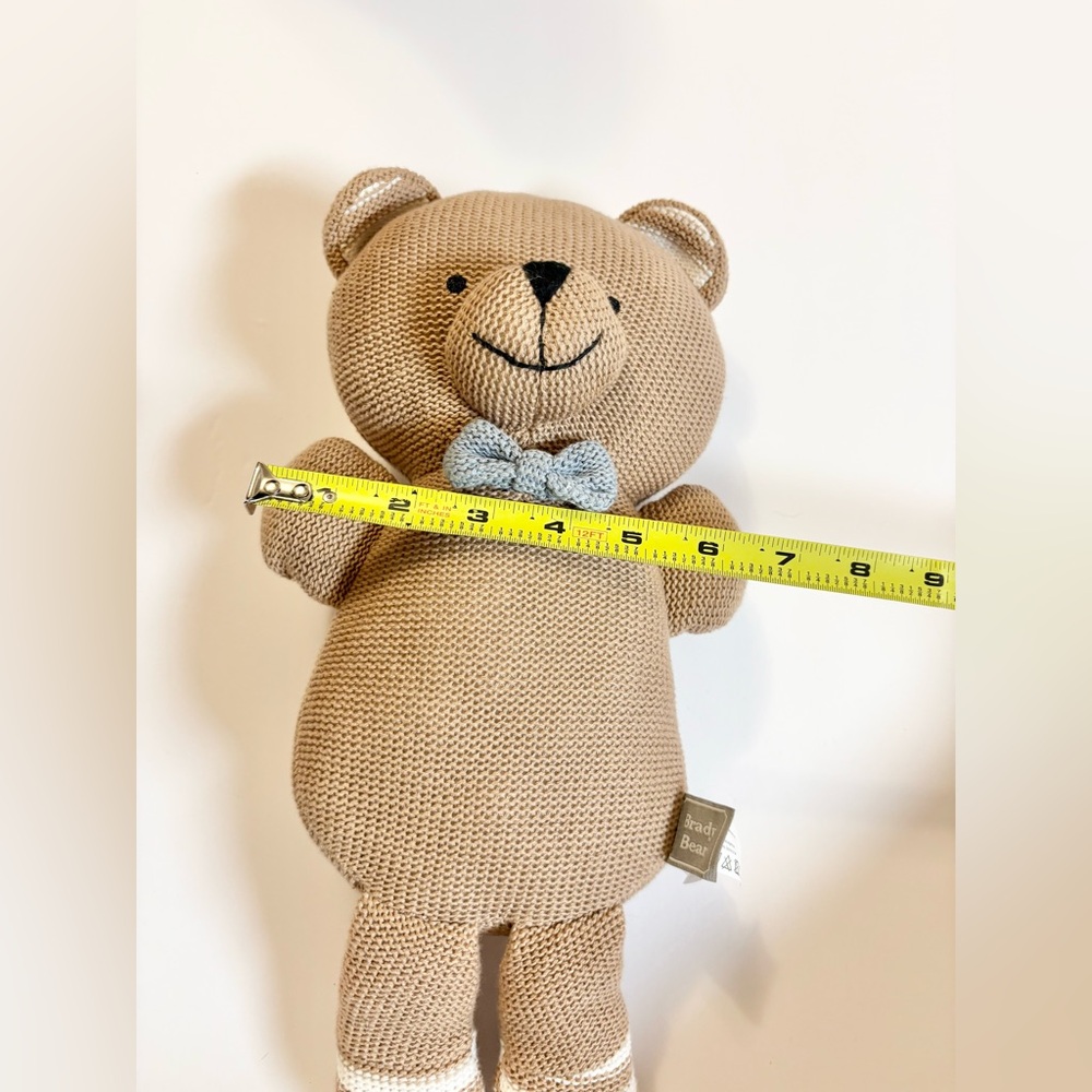 Brady Bear Adorable Tan Teddy Bear with Blue Bow Tie and rattle inside - Picture 9 of 9